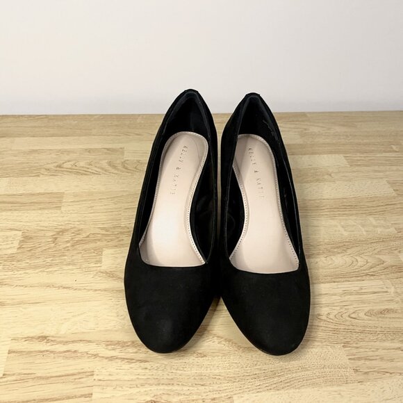 NWT Kelly and Katie Black Wedges Suede Size 10 - Picture 2 of 6